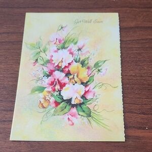 Vintage Floral Get Well Soon Card